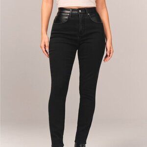 Abercrombie & Fitch | Curve Love Super Skinny Ankle High Rise Jeans Leather Trim